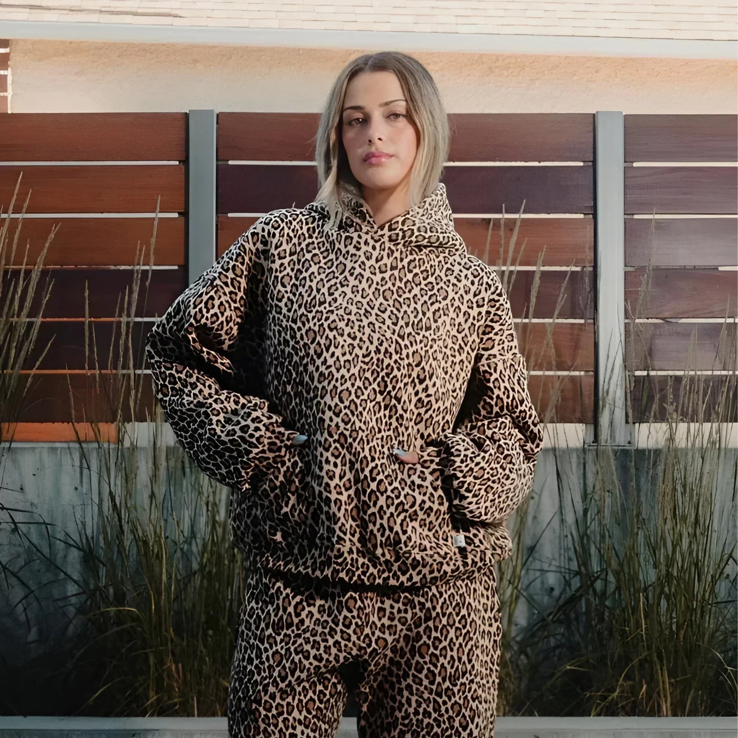 Women's Leopard Print Hooded Sweatshirt