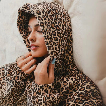 Women's Leopard Print Hooded Sweatshirt