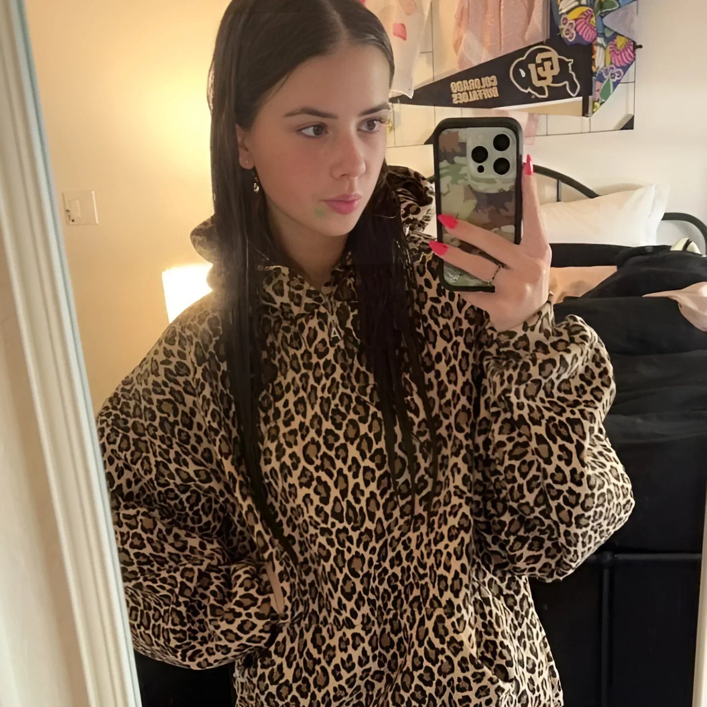 Women's Leopard Print Hooded Sweatshirt