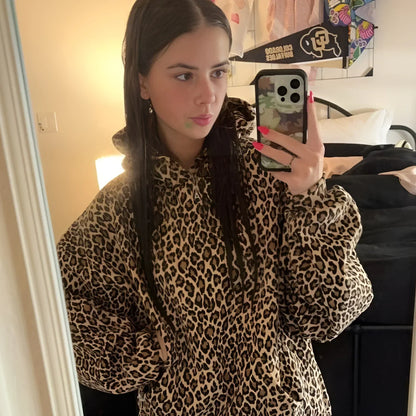 Women's Leopard Print Hooded Sweatshirt