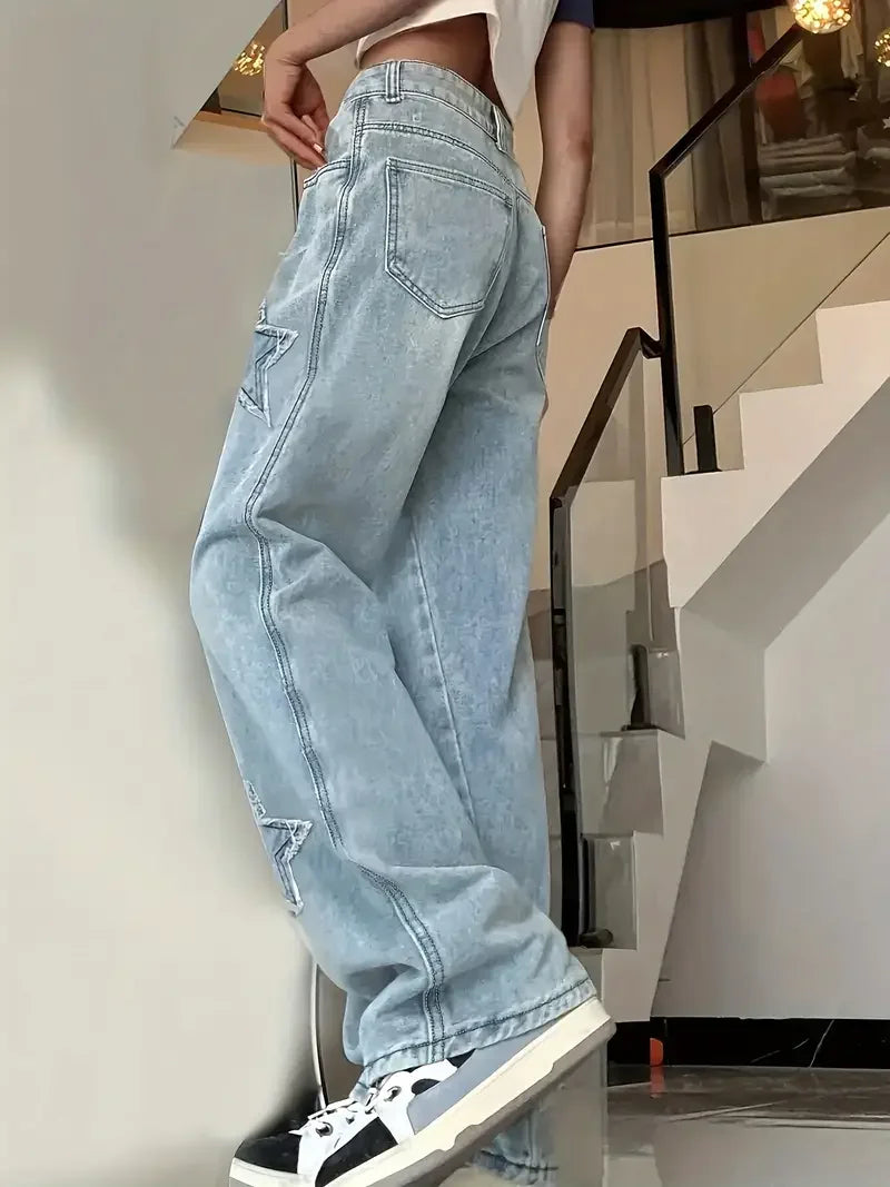 Women's High Waisted Star Applique Pants