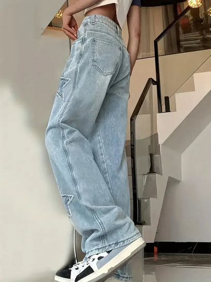 Women's High Waisted Star Applique Pants