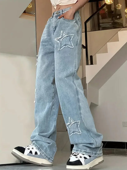 Women's High Waisted Star Applique Pants