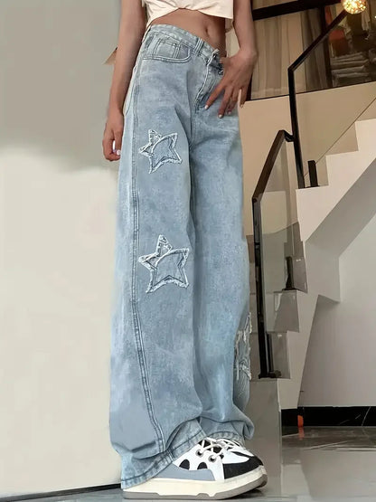Women's High Waisted Star Applique Pants