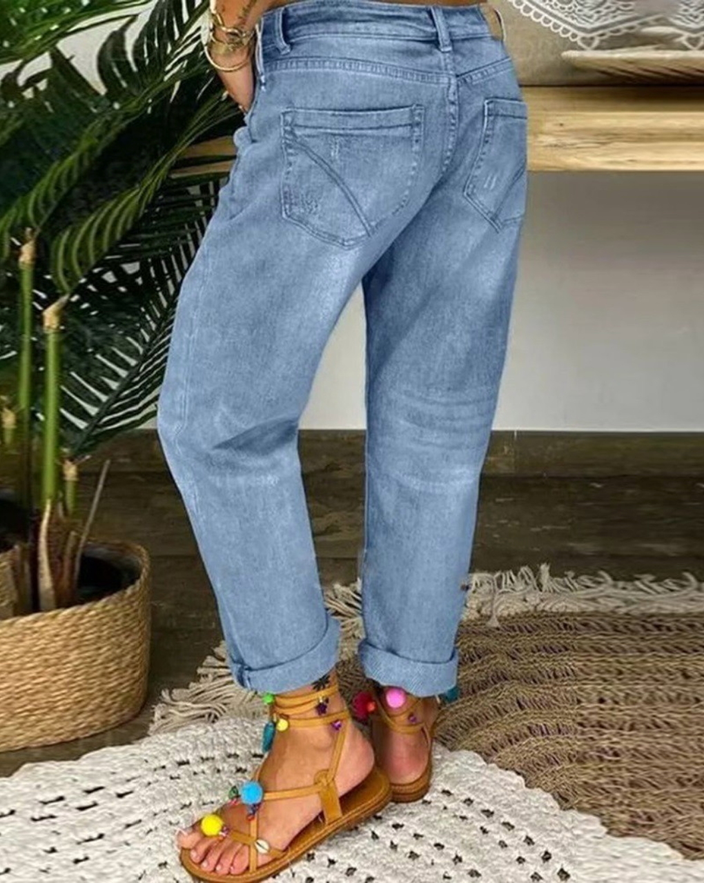 Women's Gaucho Pants Cotton Button Fly Black