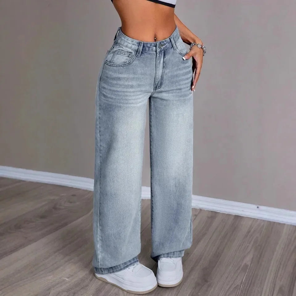 Women's Wide Leg Pants Button Front Cotton Black