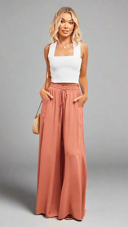 Women's Wide Leg Pants Elastic Waist