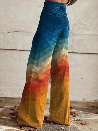 Women's Wide Leg Pants Rainbow Color