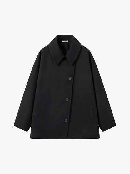 Women's Button Front Jacket Notched Collar