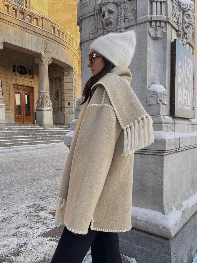 Women's Button Front Jacket Decorative Stitching