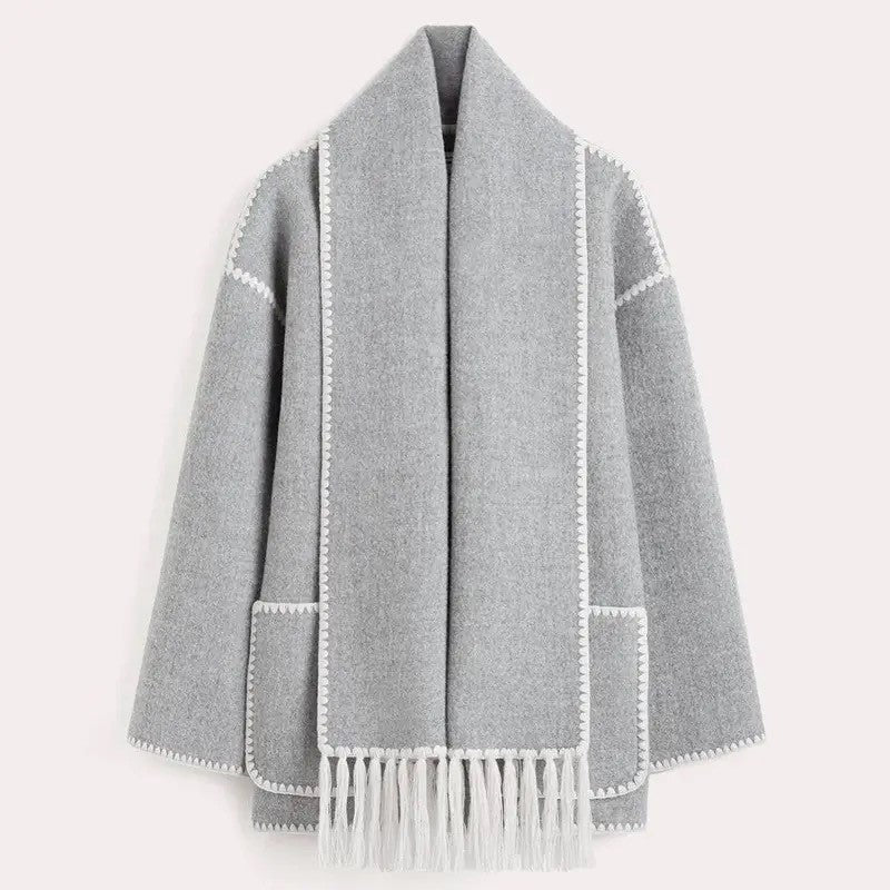 Women's Button Front Jacket Decorative Stitching