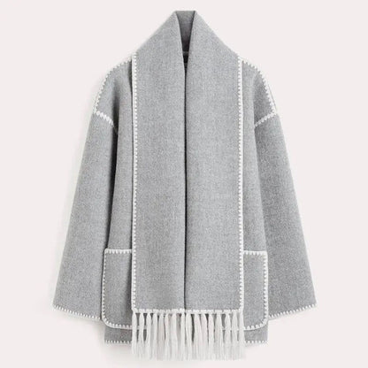 Women's Button Front Jacket Decorative Stitching