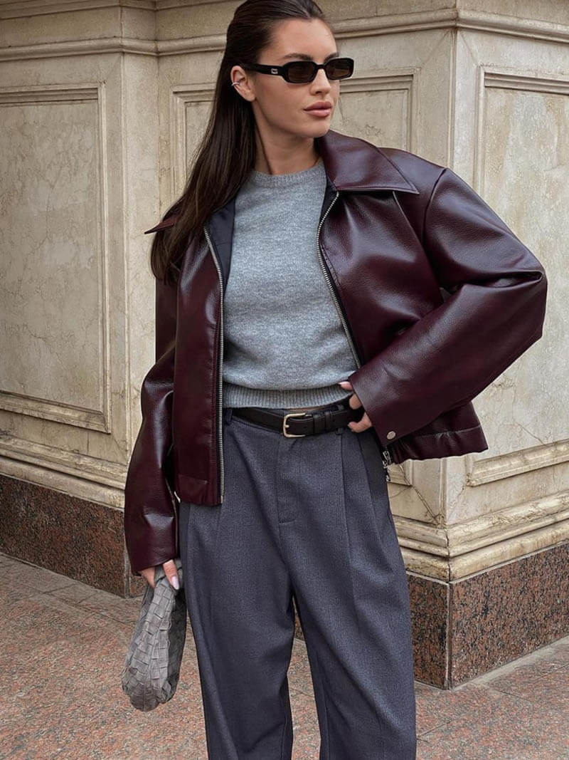 Women's Zipper Jacket Lapel Collar - VibreMode
