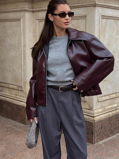 Women's Zipper Jacket Lapel Collar - VibreMode