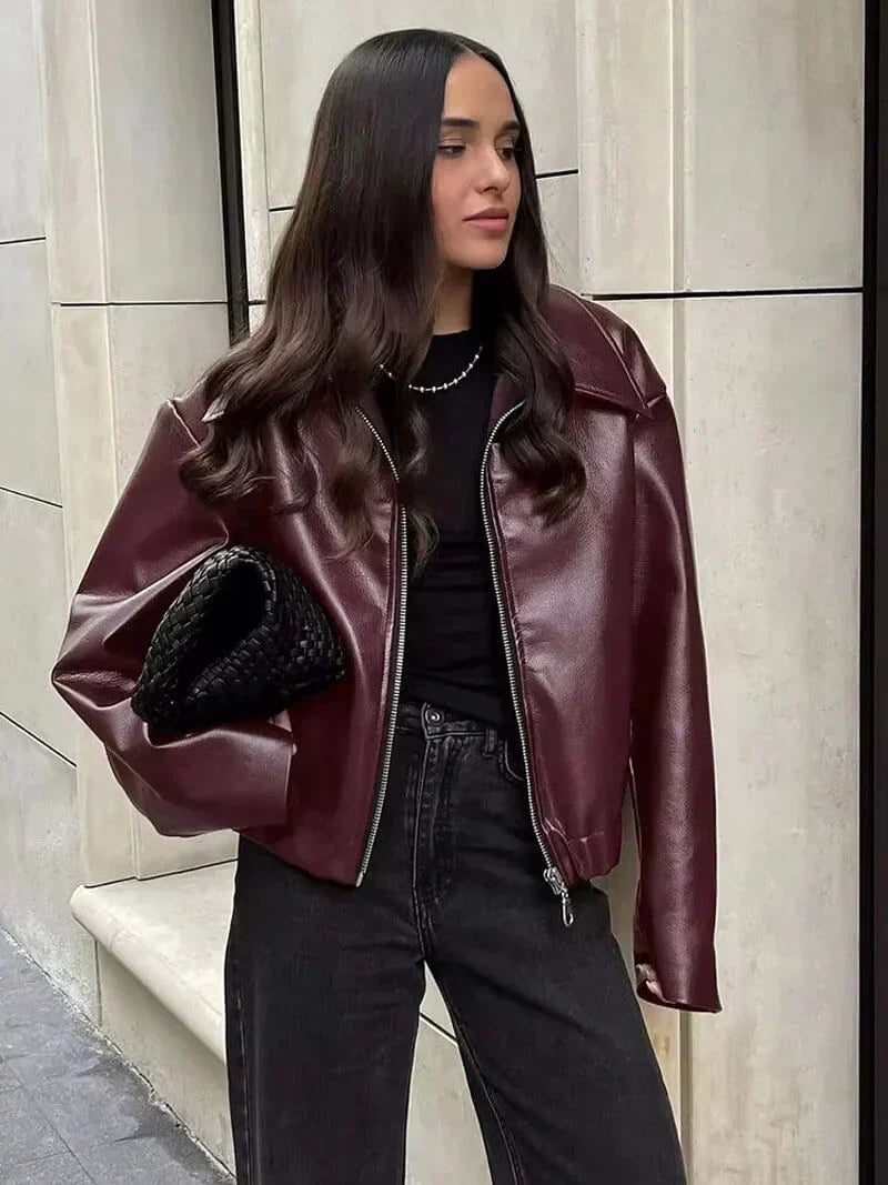 Women's Zipper Jacket Lapel Collar