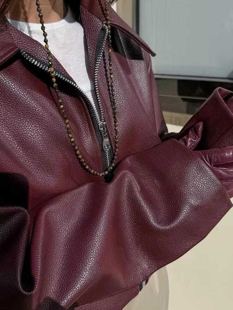 Women's Zipper Jacket Lapel Collar