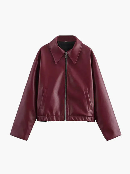 Women's Zipper Jacket Lapel Collar