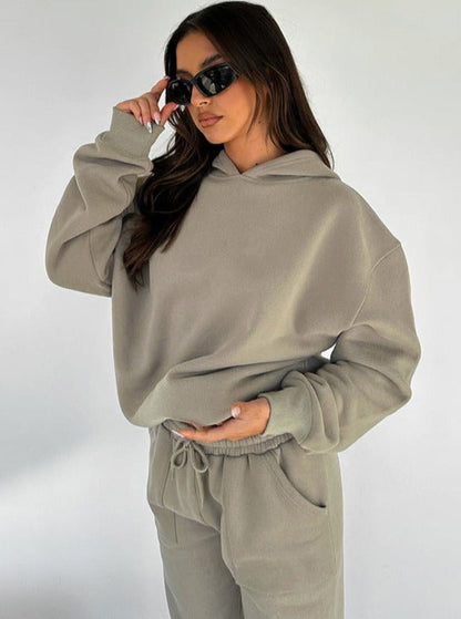 Women's Hooded Jogger Set Straight Leg Pants