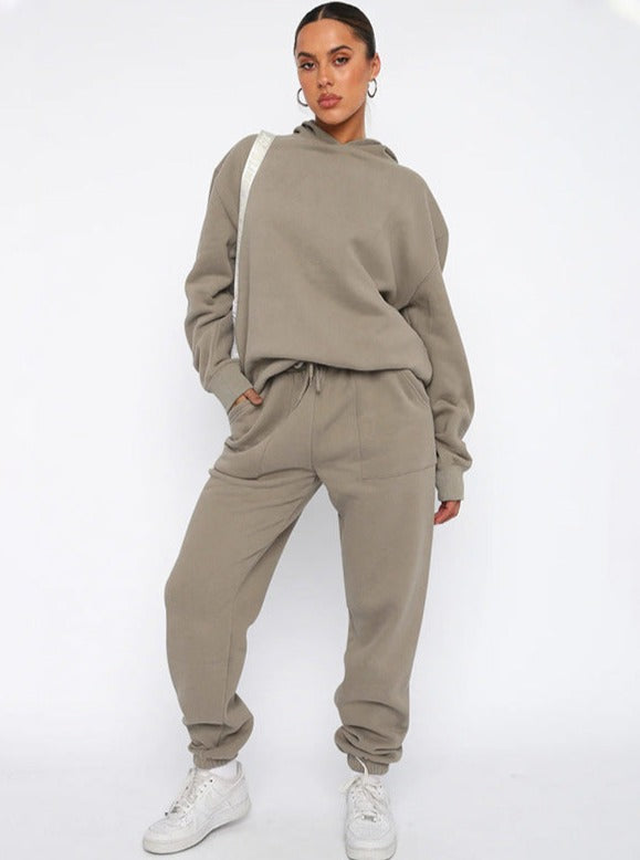 Women's Hooded Jogger Set Straight Leg Pants