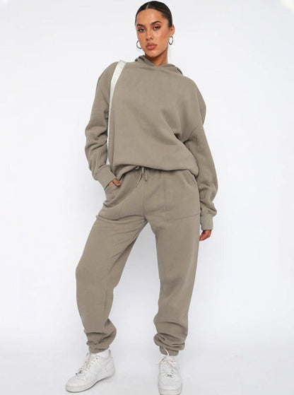 Women's Hooded Jogger Set Straight Leg Pants