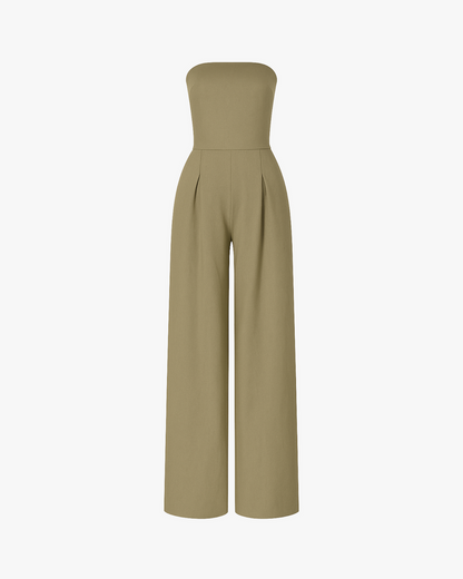 Women's Strapless Jumpsuit Straight Leg Design