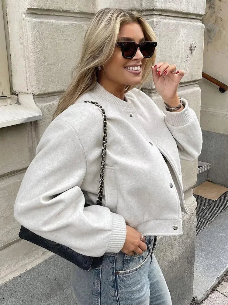 Women's Snap Button Short Jacket