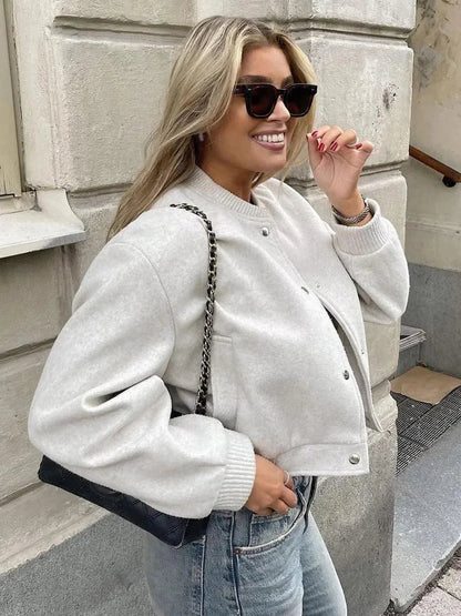 Women's Snap Button Short Jacket