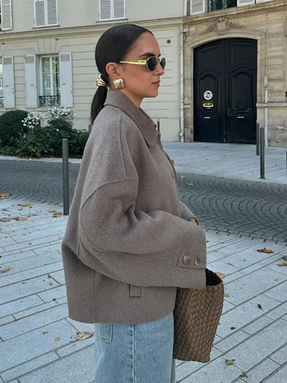 Women's Short Jacket Long Sleeves Button Front