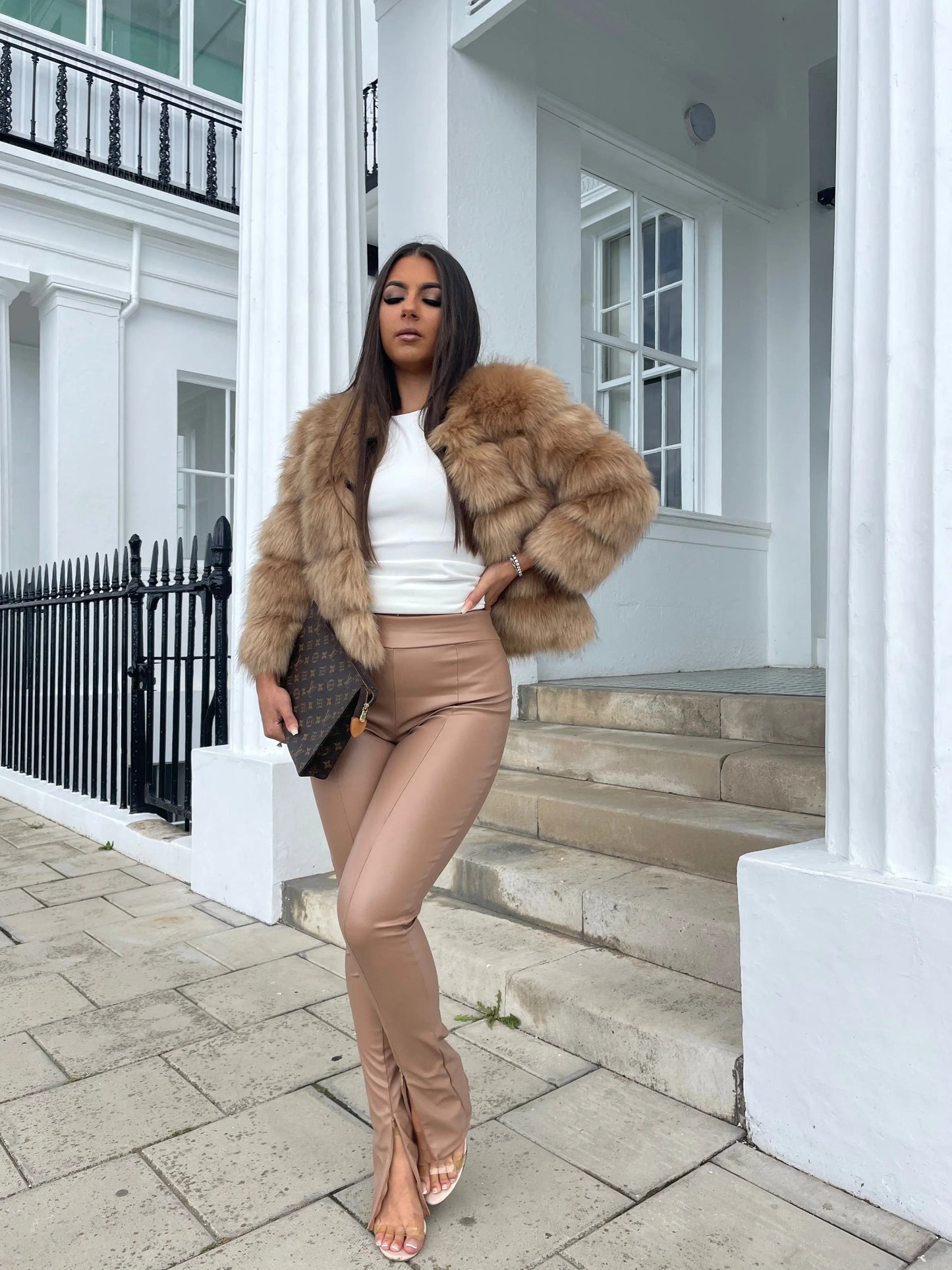 Women's Faux Fur Open Front Jacket