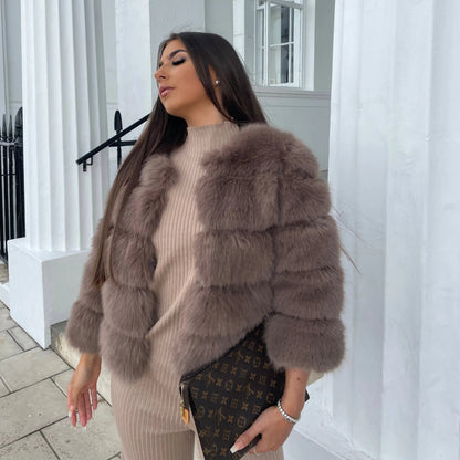 Women's Faux Fur Open Front Jacket