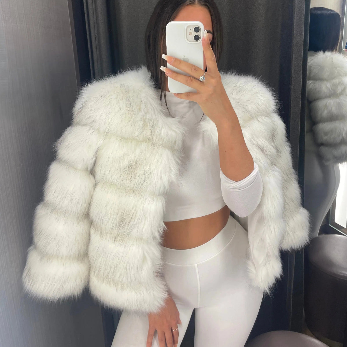 Women's Faux Fur Open Front Jacket