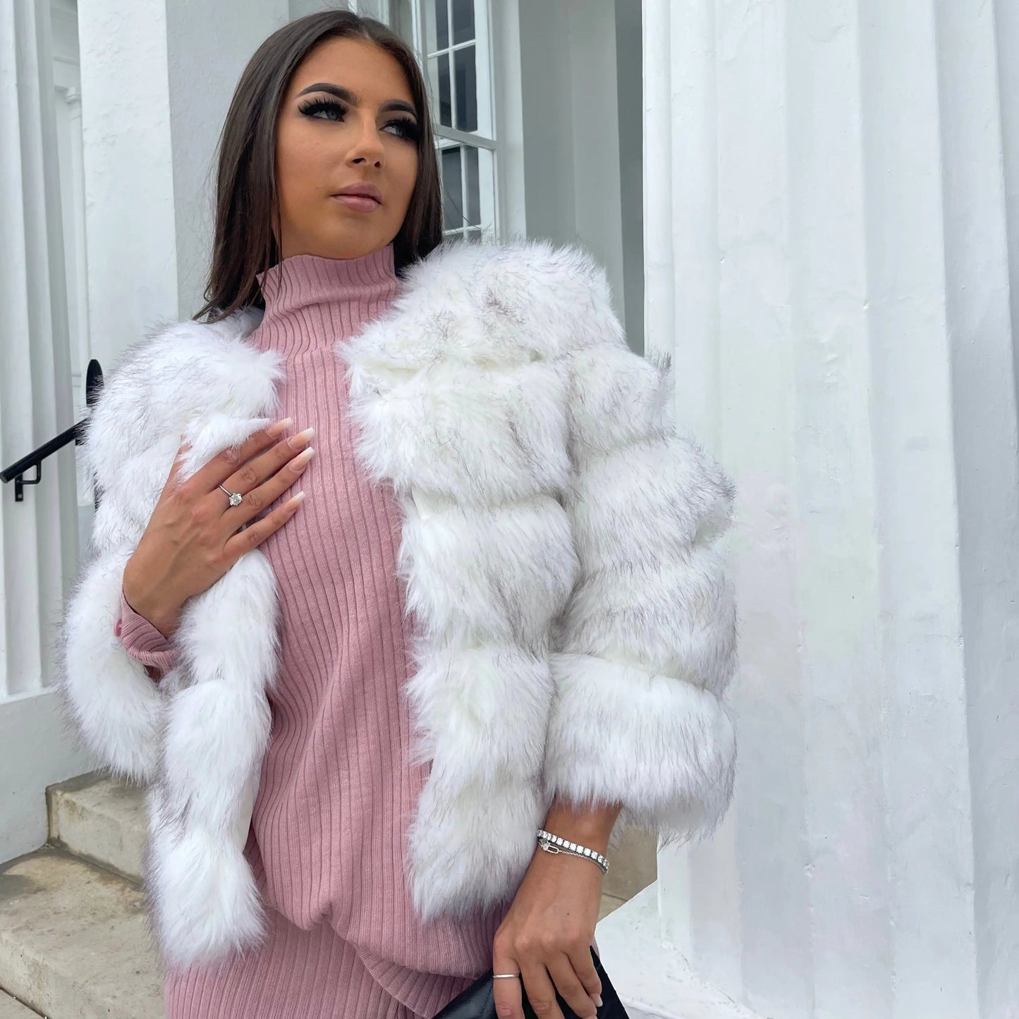 Women's Faux Fur Open Front Jacket