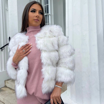 Women's Faux Fur Open Front Jacket