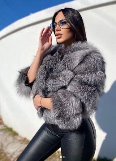 Women's Faux Fur Short Jacket Horizontal Striped