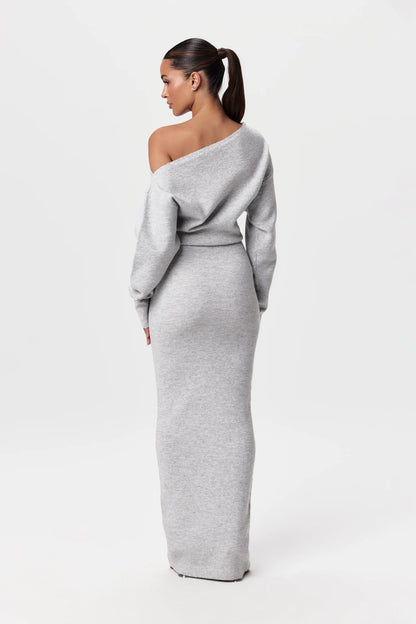 Women's Long Sleeve Maxi Dress Knit Cutout Design