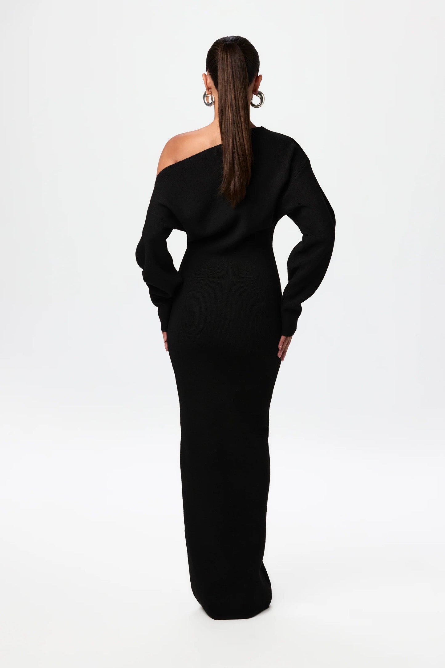Women's Long Sleeve Maxi Dress Knit Cutout Design