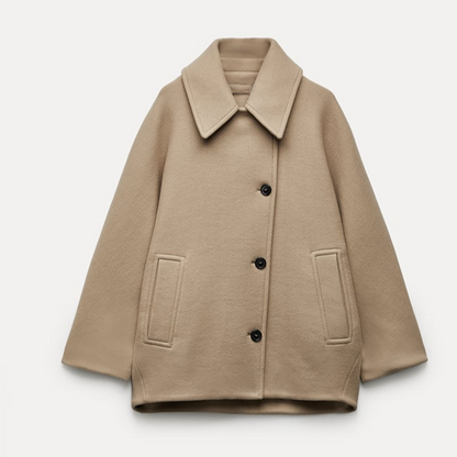 Women's Button Front Coat Wide Collar