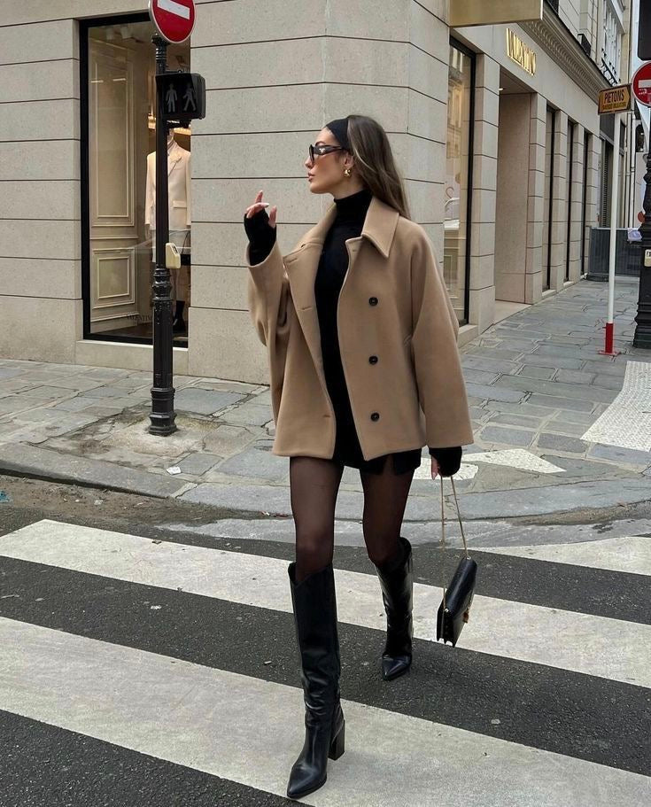 Women's Button Front Coat Wide Collar