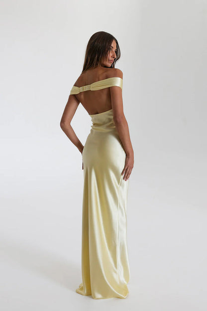 Women's Off Shoulder Maxi Dress V Neckline