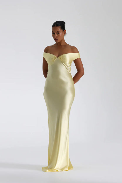 Women's Off Shoulder Maxi Dress V Neckline