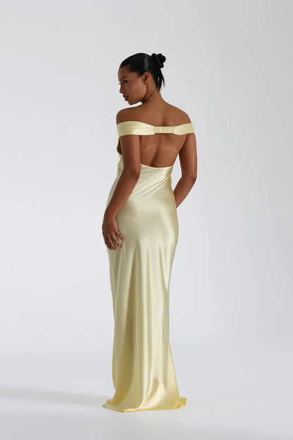 Women's Off Shoulder Maxi Dress V Neckline