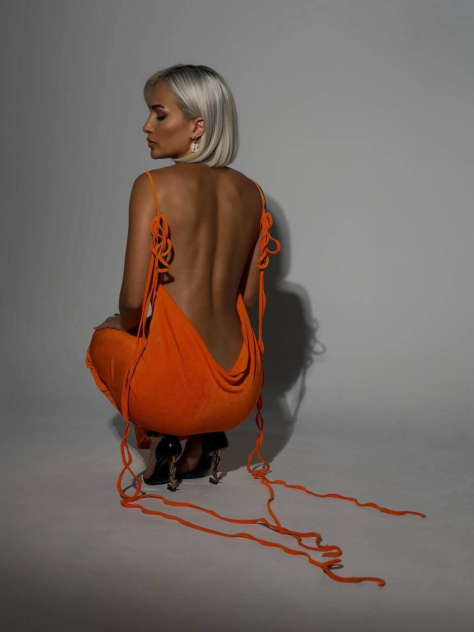 Women's Maxi Dress Open Back Thin Straps