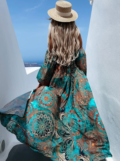 Women's Off Shoulder Maxi Dress Long Sleeves