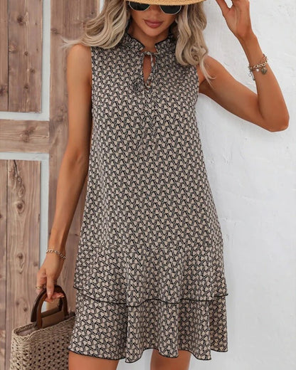 Women's Midi Tiered Dress with Tie