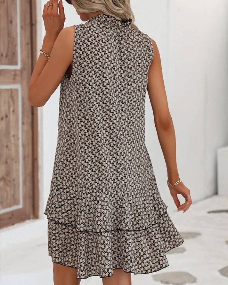 Women's Midi Tiered Dress with Tie