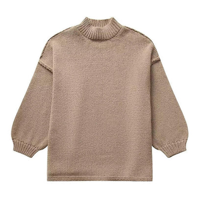 Women's Round Neck Balloon Sleeve Sweater