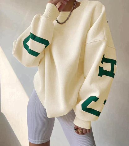 Women's Round Neck Letter Print Sweater
