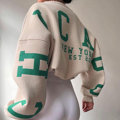 Women's Round Neck Letter Print Sweater