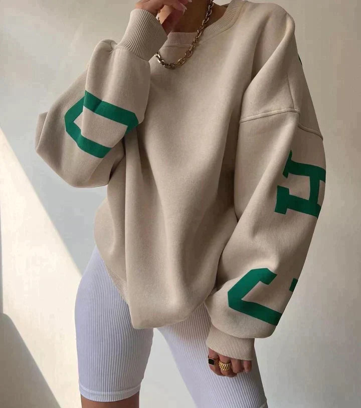 Women's Round Neck Letter Print Sweater