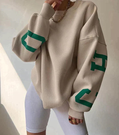 Women's Round Neck Letter Print Sweater
